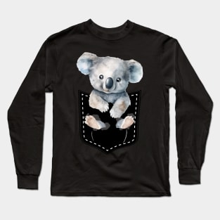 Funny koala fan carries a cute koala in fake pocket koala lover Long Sleeve T-Shirt